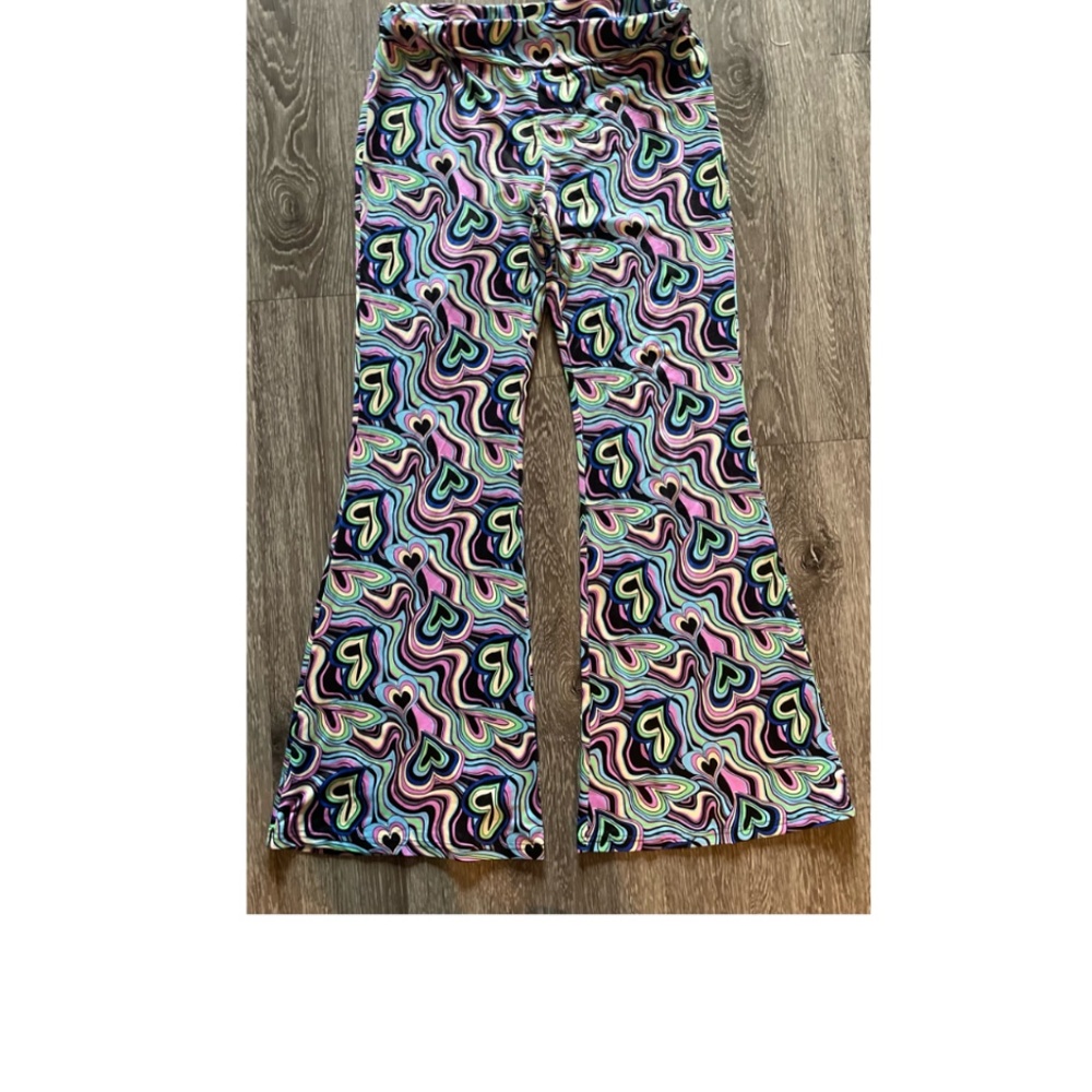 NWOT CUTEST BOHO HEART FLARED PANTS!